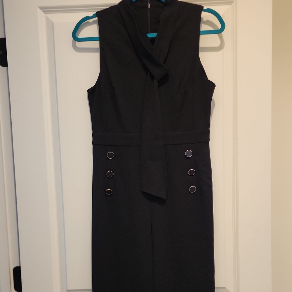 DKNY Black Sleeveless Jumpsuit with Button Accents